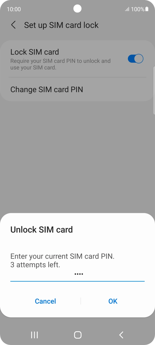 Key in your SIM PIN and press OK. The default SIM PIN is 0000.