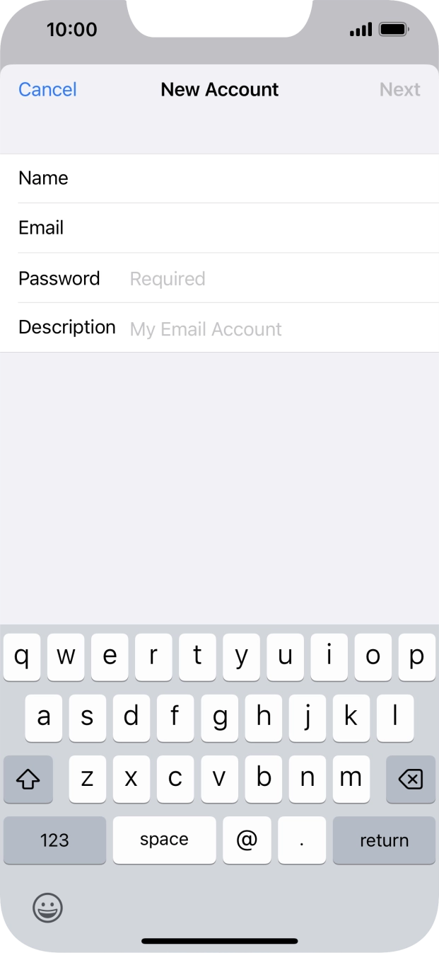 Press Password and key in the password for your email account. Press Password and key in the password for your email account.