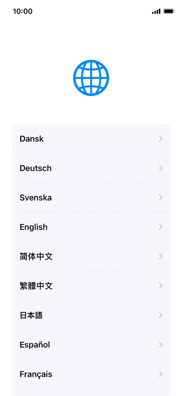 Press the required language. Press the required language.