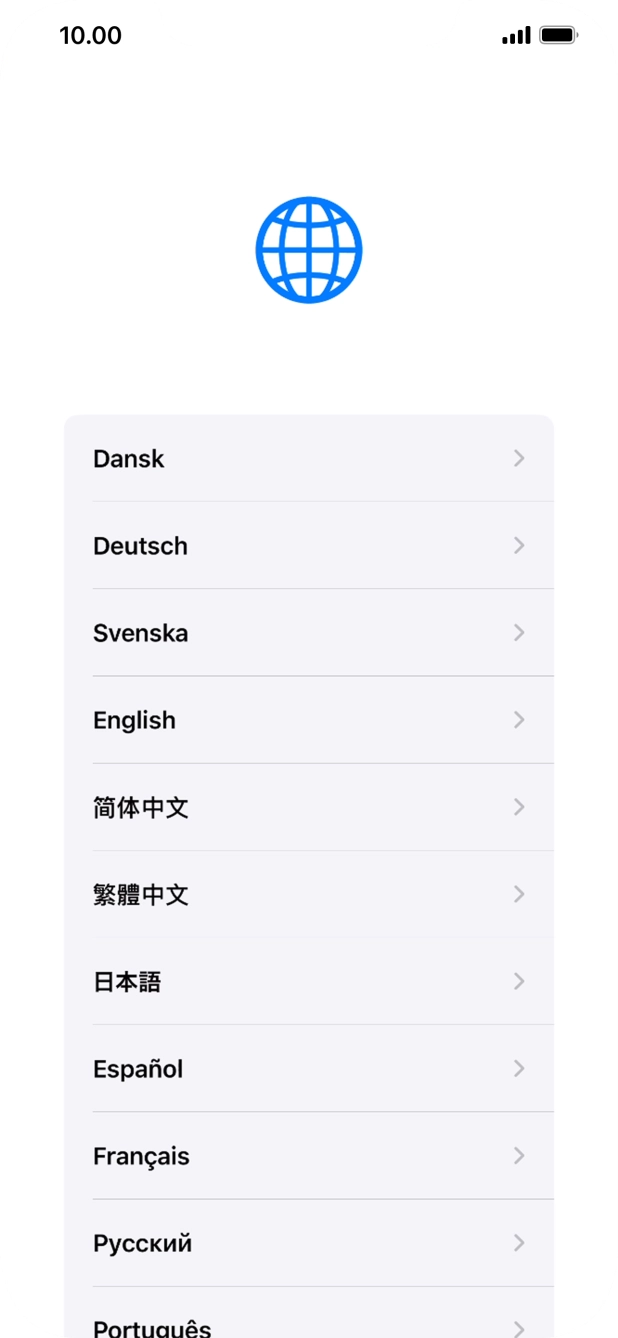 Press the required language. Press the required language.