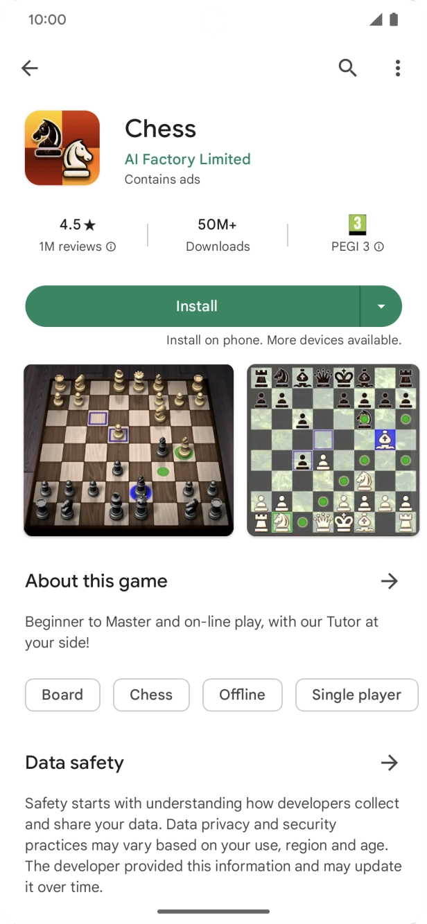 Press Install and follow the instructions on the screen to install the app.