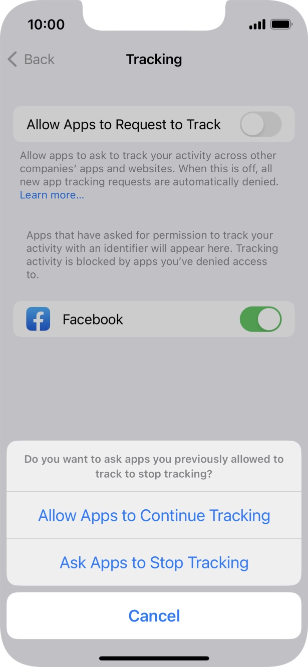 If you turn off the function, press the required setting.