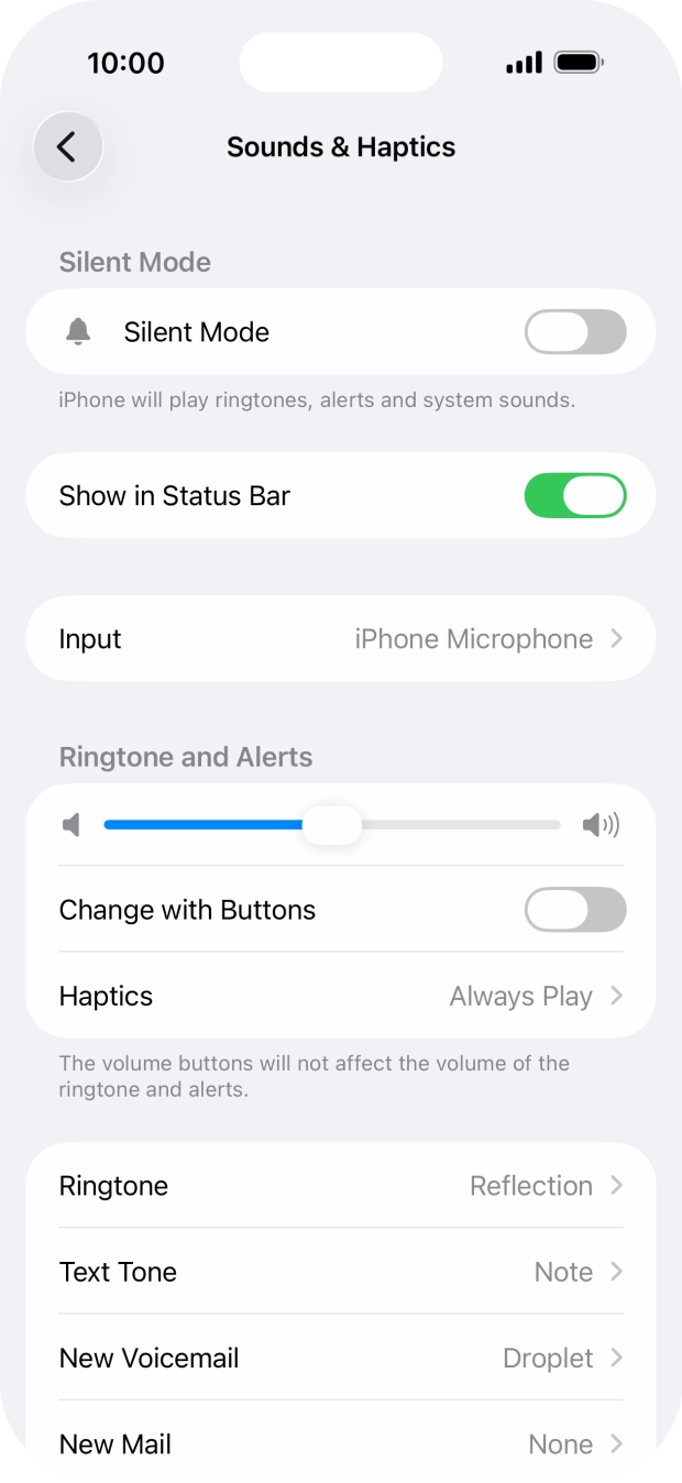 Press the indicator next to 'Silent Mode' to turn the function on or off.