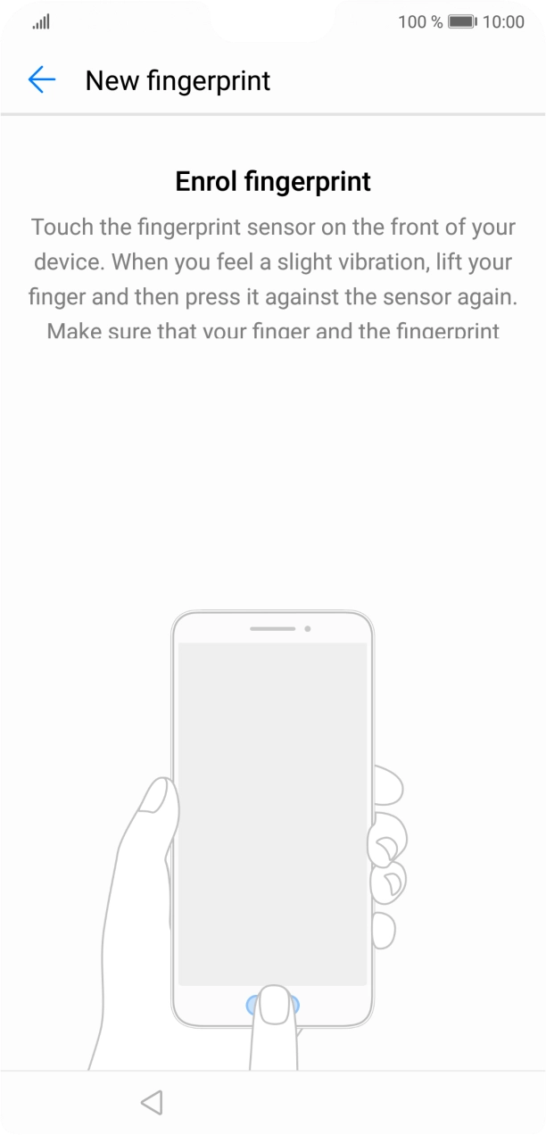 Follow the instructions on the screen to create the phone lock code using your fingerprint. Follow the instructions on the screen to create the phone lock code using your fingerprint.