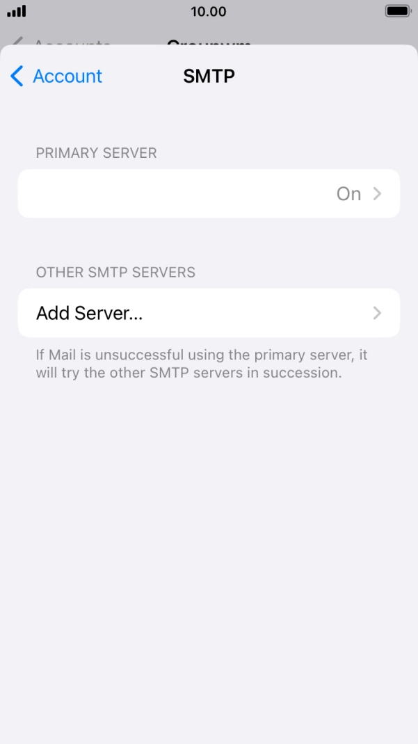 Press the field below 'PRIMARY SERVER'. Press the field below 'PRIMARY SERVER'.