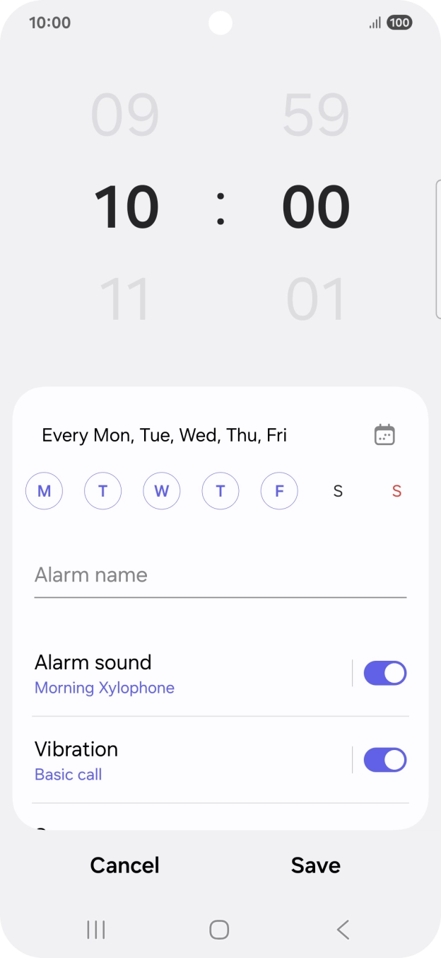 Press the indicator next to 'Alarm sound' to turn on the alarm tone.