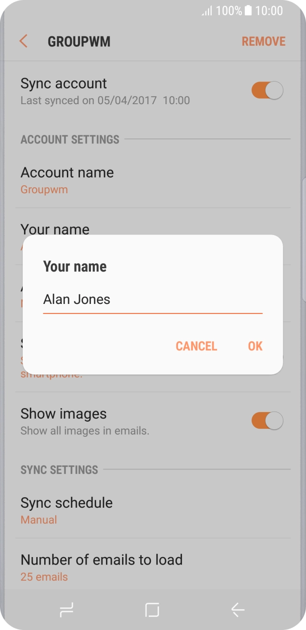 Key in the required sender name and press OK. Key in the required sender name and press OK.