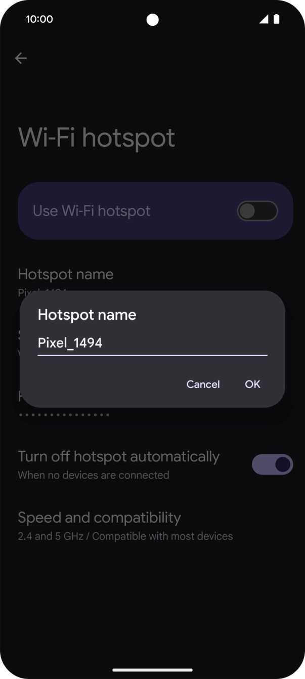 Key in the required WiFi hotspot name and press OK.