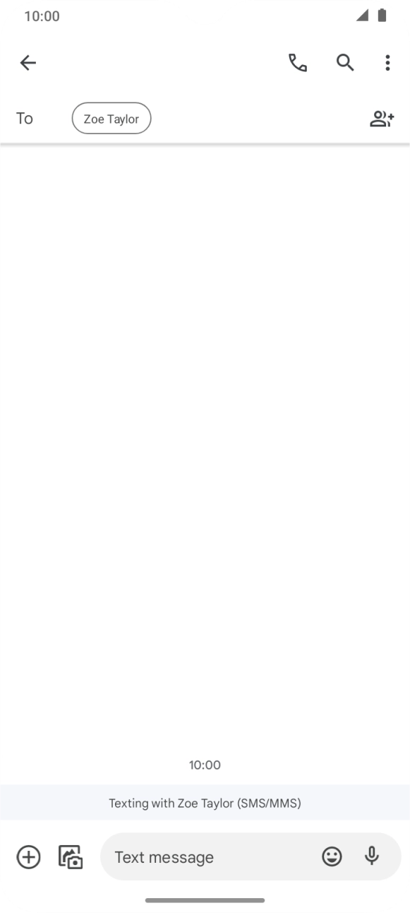 Press the text input field and write the text for your text message. Press the text input field and write the text for your text message.