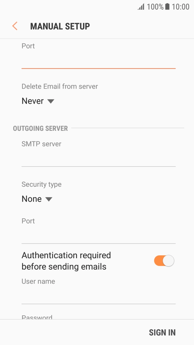 Press the drop down list below 'Delete Email from server'. Press the drop down list below 'Delete Email from server'.