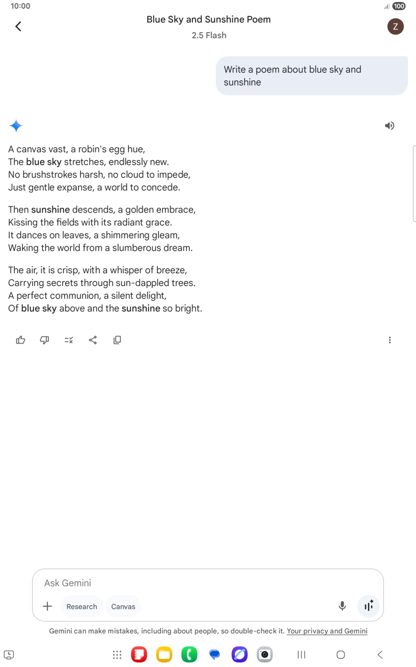 You can ask Gemini to generate a text based on your description. You can ask Gemini to generate a text based on your description.