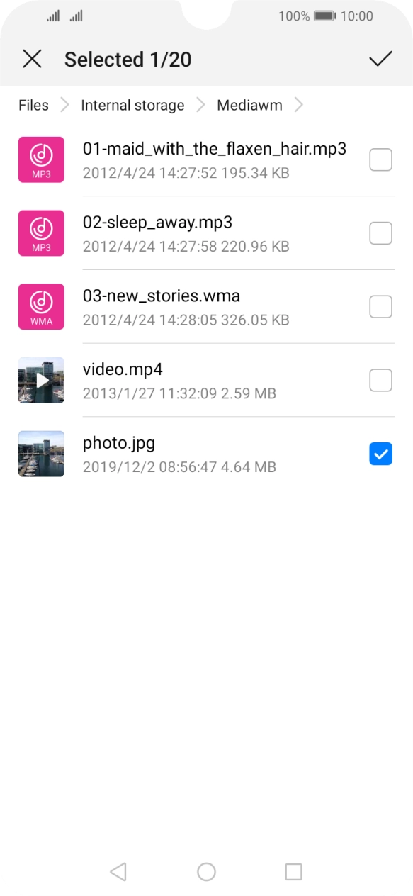 Press the confirm icon.