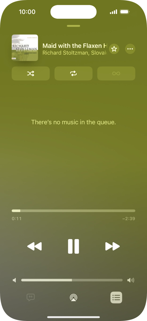 Press the shuffle icon to turn the function on or off. Press the shuffle icon to turn the function on or off.