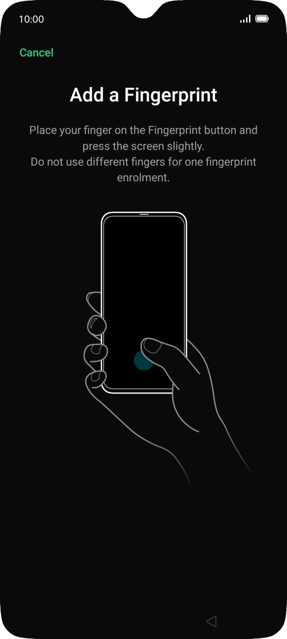 Follow the instructions on the screen to create the phone lock code using your fingerprint. Follow the instructions on the screen to create the phone lock code using your fingerprint.