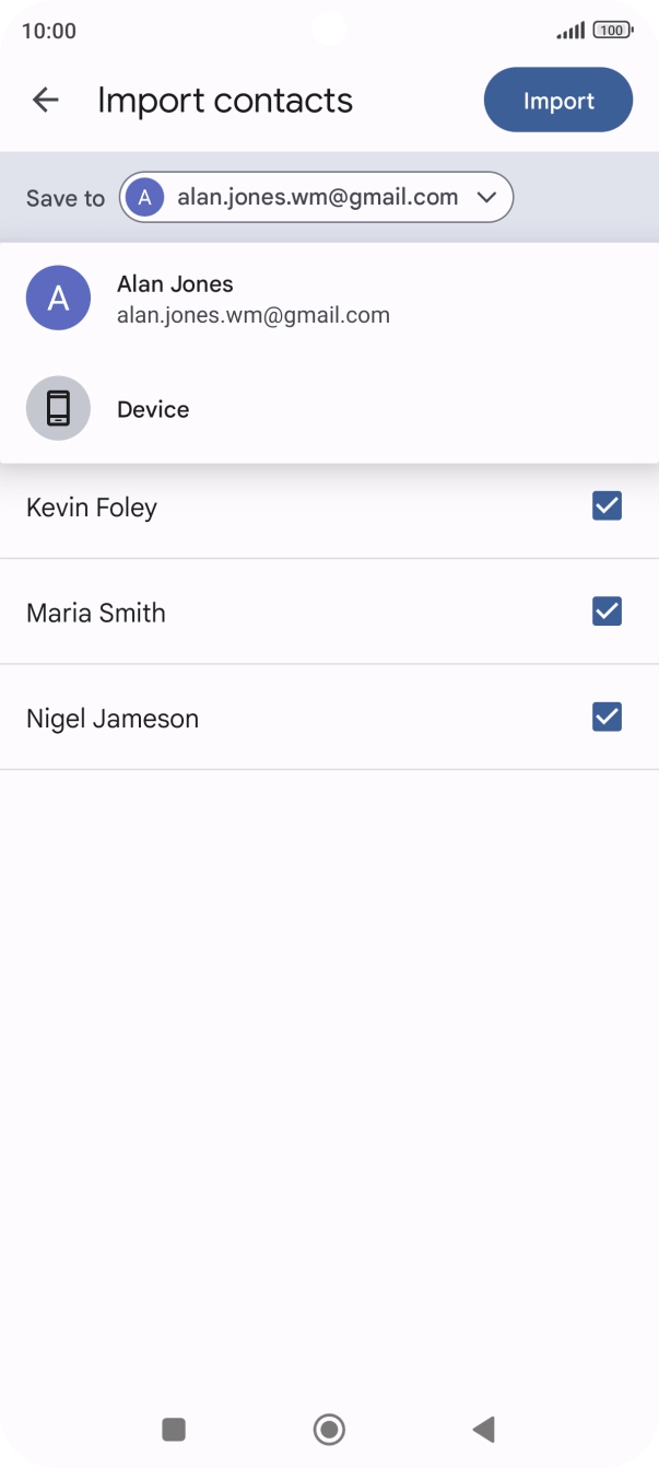 Press the required Google account. Press the required Google account.