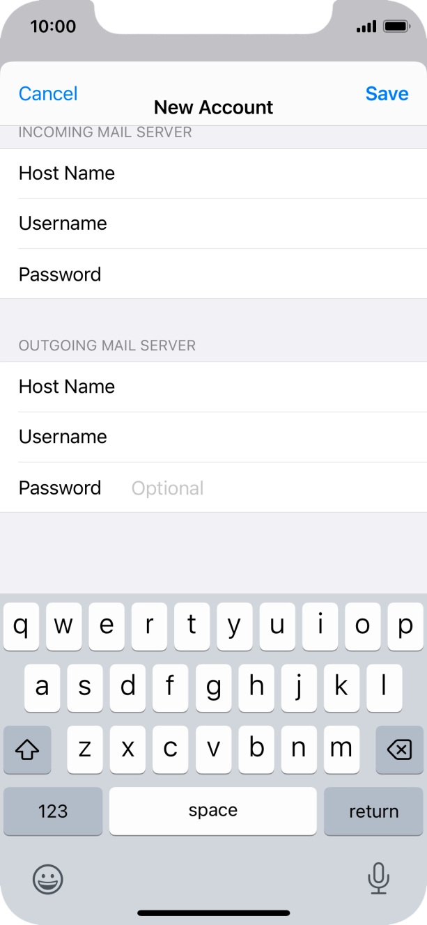 Press Password and key in the password for your email account. Press Password and key in the password for your email account.