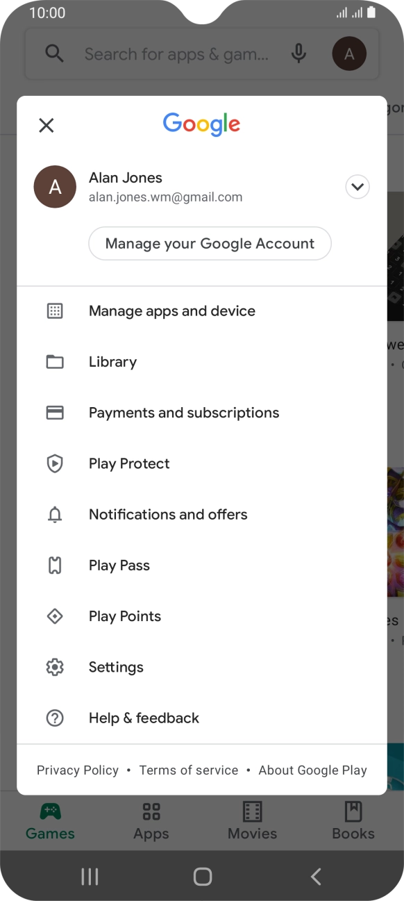Press Manage apps and device.