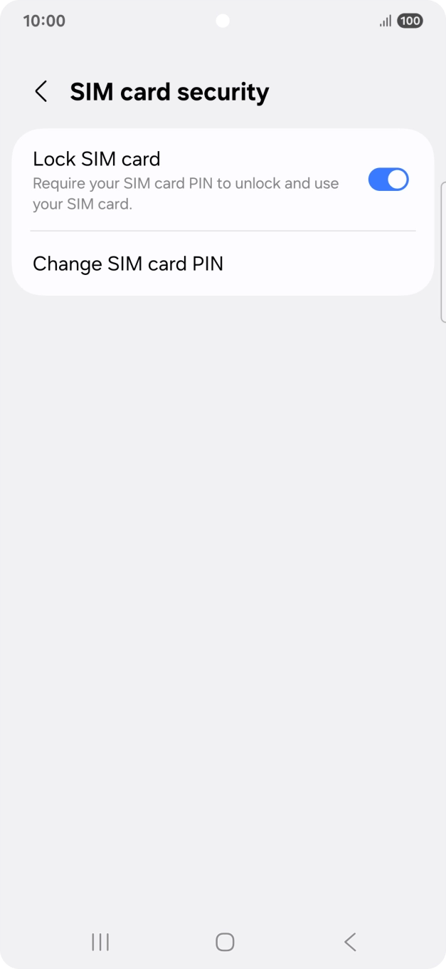 Press the indicator next to 'Lock SIM card' to turn the function on or off.