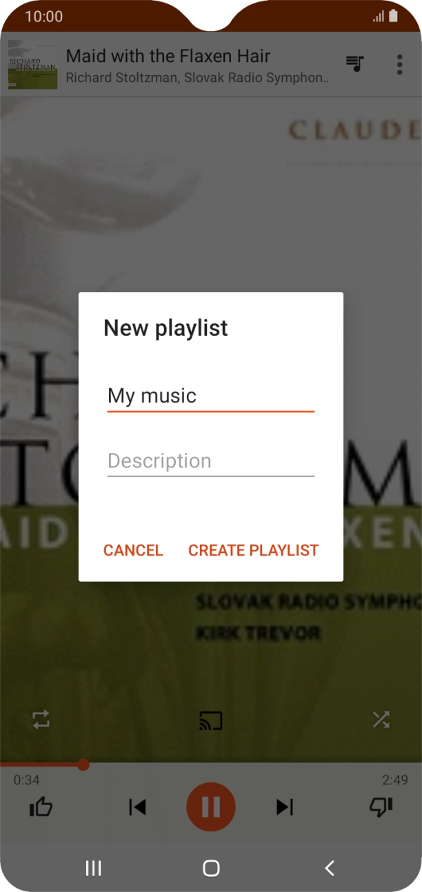 Key in a name for the playlist and press CREATE PLAYLIST. Key in a name for the playlist and press CREATE PLAYLIST.
