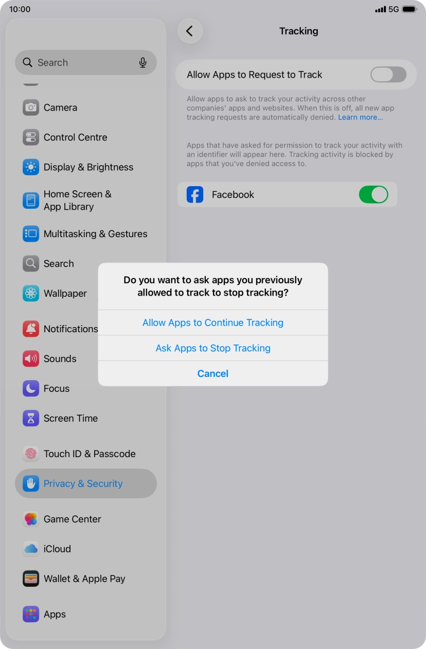 If you turn off the function, press the required setting.