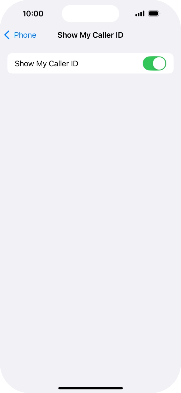 Press the indicator next to 'Show My Caller ID' to turn the function on or off. Press the indicator next to 'Show My Caller ID' to turn the function on or off.