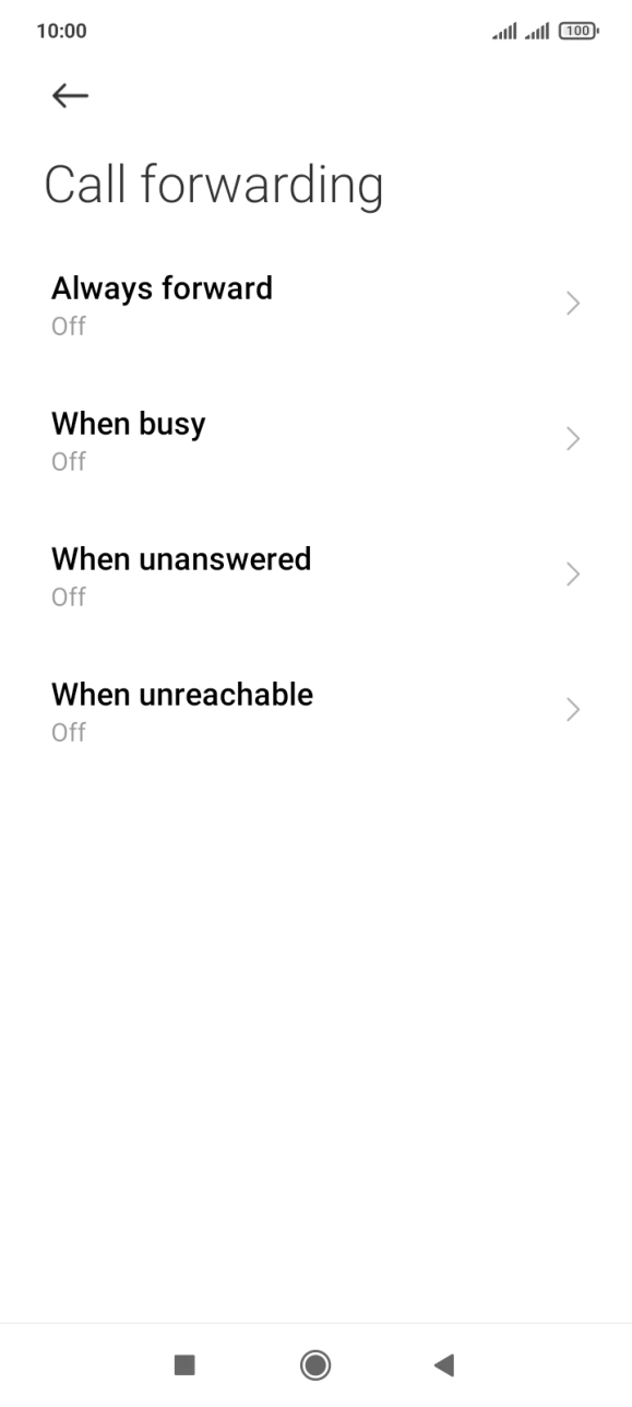 Press the required divert type. Press the required divert type.
