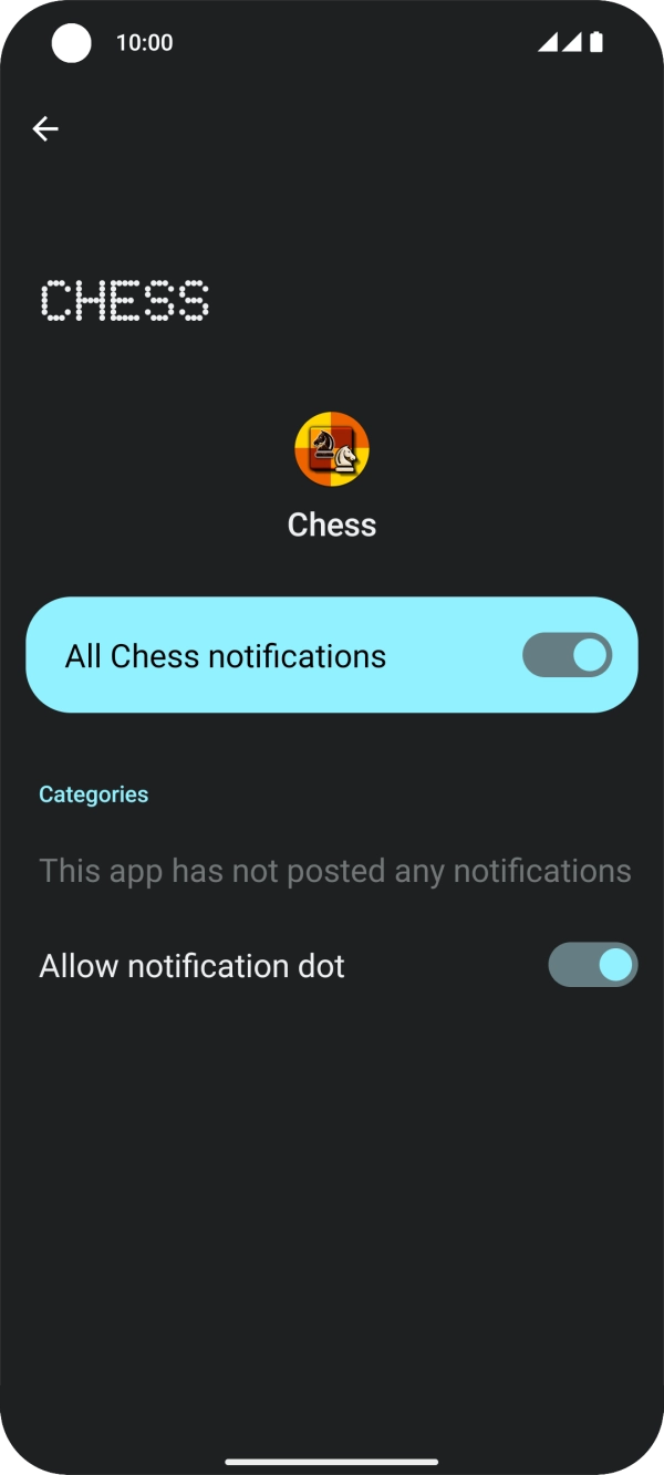 Press the indicator next to 'All notifications' to turn the function on or off.