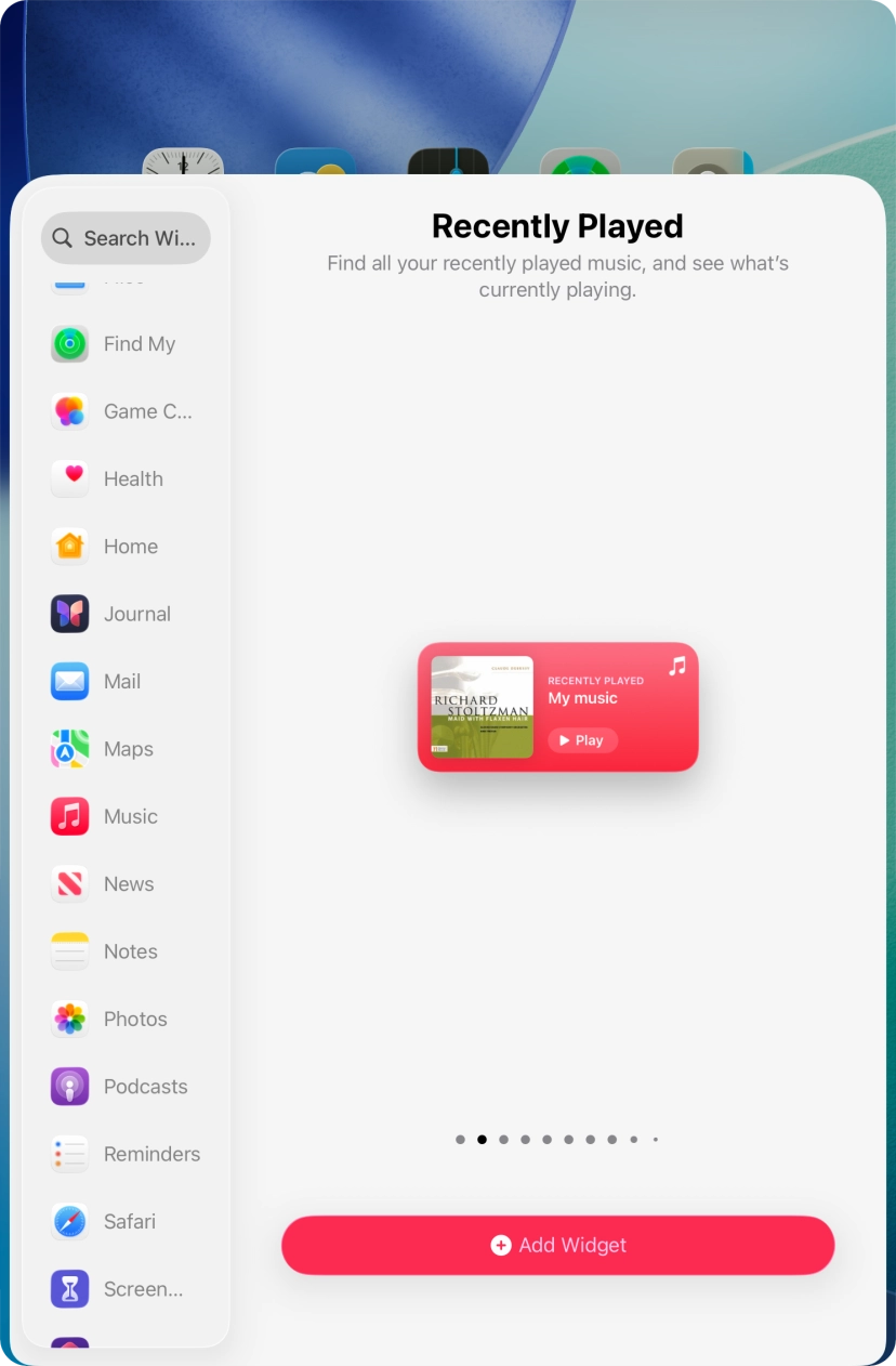 Press Add Widget. Press Add Widget.