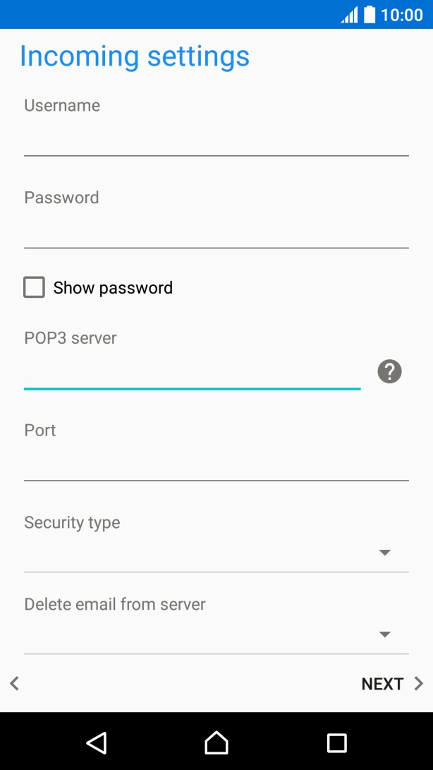 Press the field below 'Port' and key in 110.