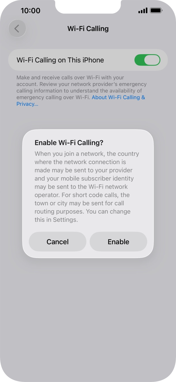 If you turn on the function, press Enable.