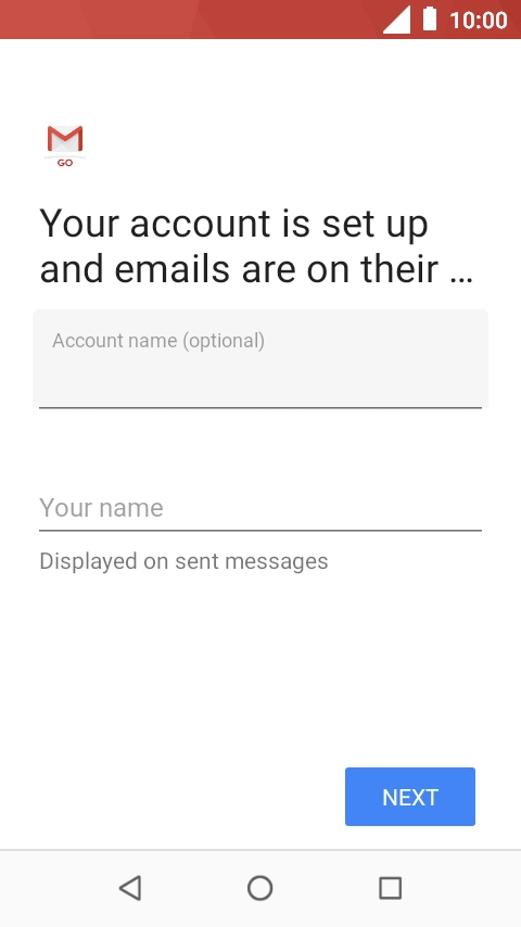 Press the field below 'Account name (optional)' and key in the required name. Press the field below 'Account name (optional)' and key in the required name.