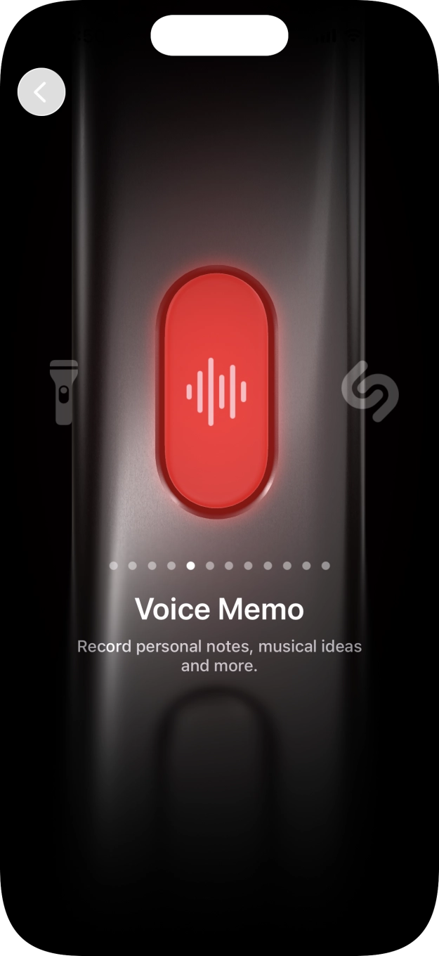 Slide your finger right or left on the screen to select the required function.