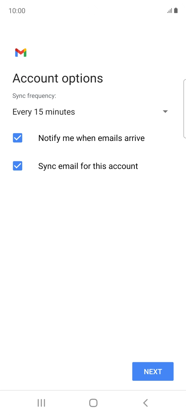 Press the drop down list below 'Sync frequency:'. Press the drop down list below 'Sync frequency:'.