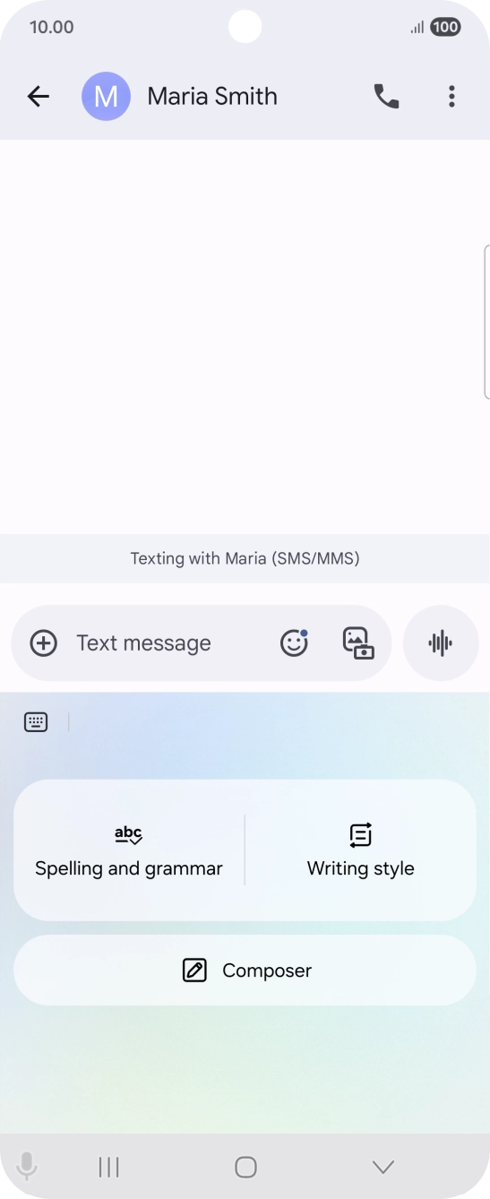 To generate a text, press Composer and follow the instructions on the screen to use the function. To generate a text, press Composer and follow the instructions on the screen to use the function.