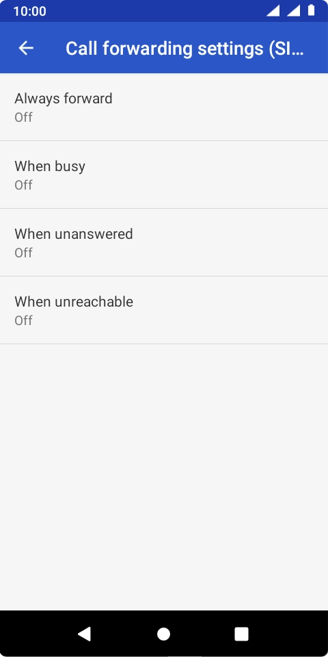 Press the required divert type.