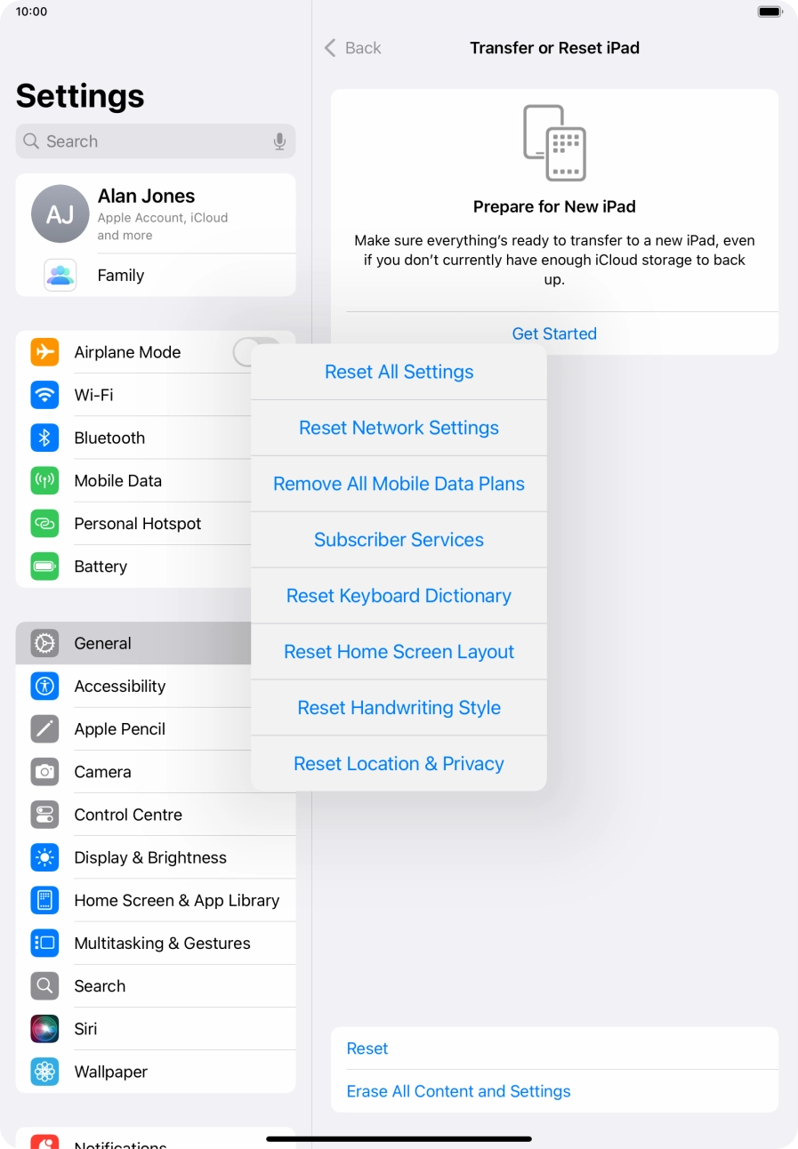 Press Reset All Settings.