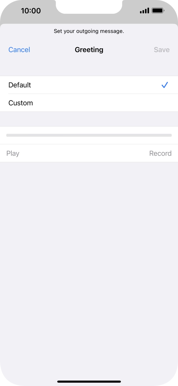 Press Default to select the default greeting.