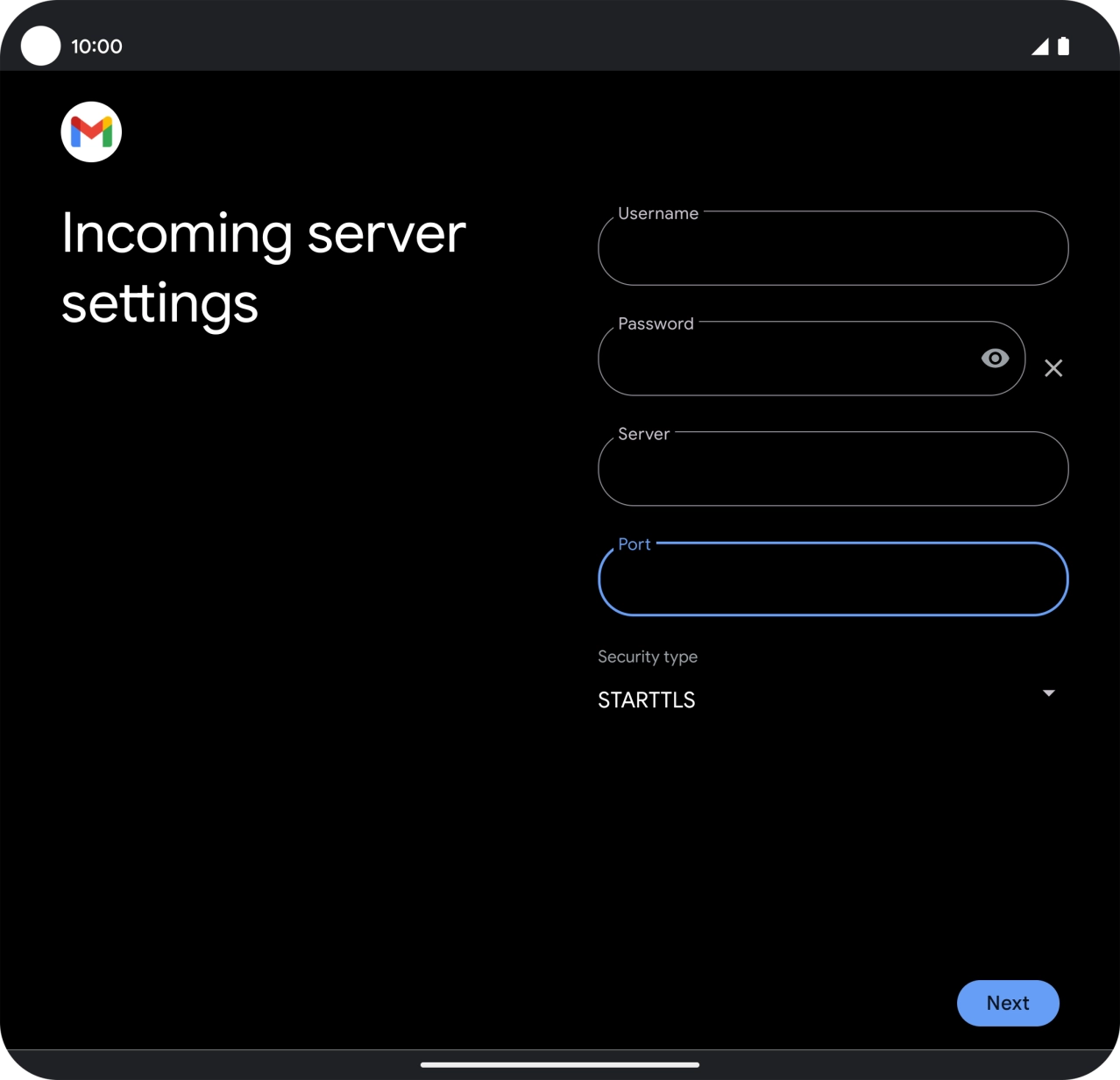Press the drop down list below 'Security type'. Press the drop down list below 'Security type'.
