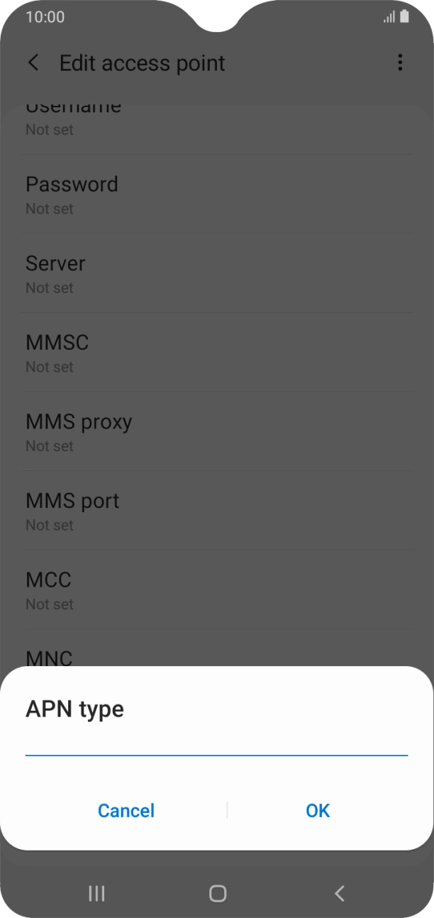 Key in default and press OK. Key in default and press OK.