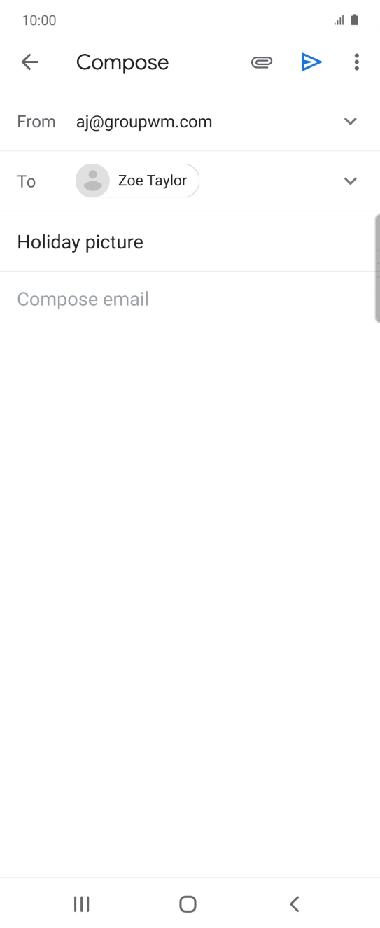 Press the text input field and write the text for your email. Press the text input field and write the text for your email.