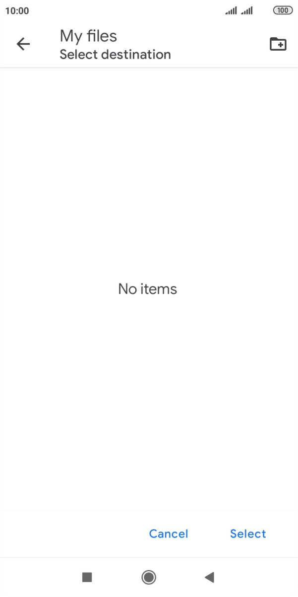 To create a new folder, press the new folder icon and follow the instructions on the screen to create a new folder.