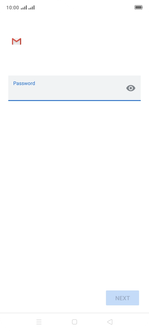 Press the field below 'Password' and key in the password for your email account. Press the field below 'Password' and key in the password for your email account.