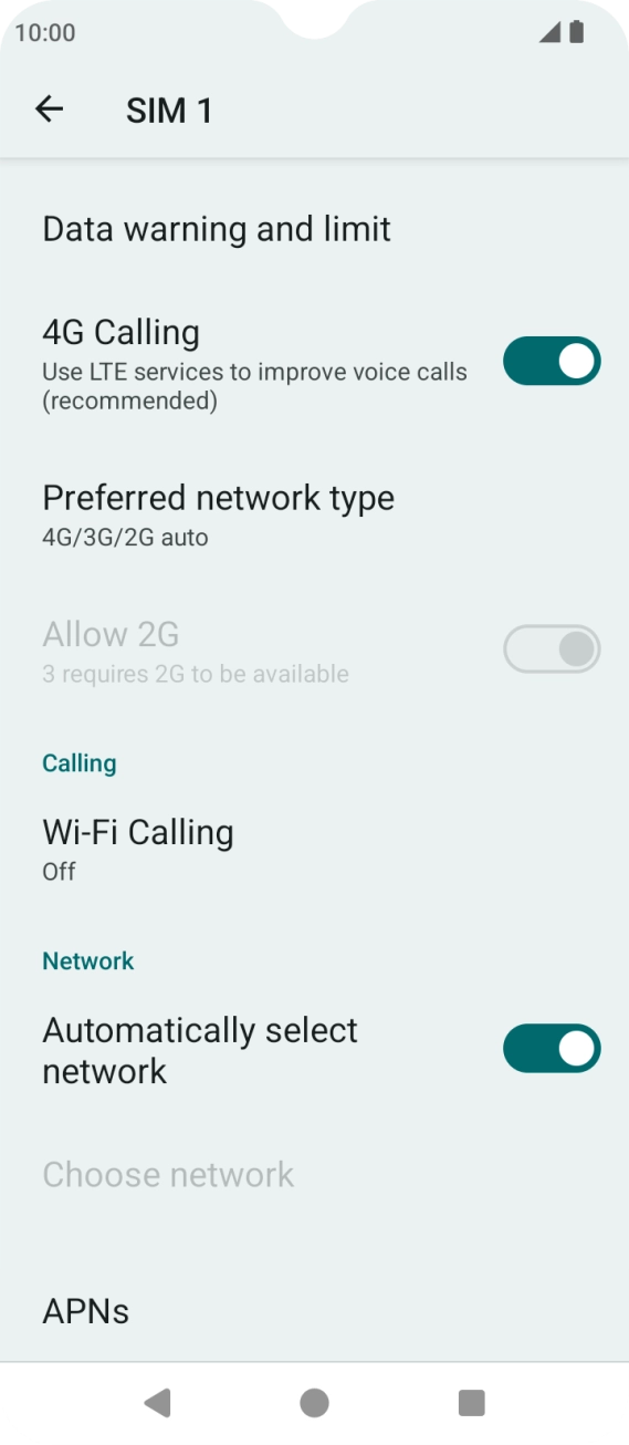 Press the indicator next to 'Automatically select network' to turn off the function and wait while your phone searches for networks. Press the indicator next to 'Automatically select network' to turn off the function and wait while your phone searches for networks.