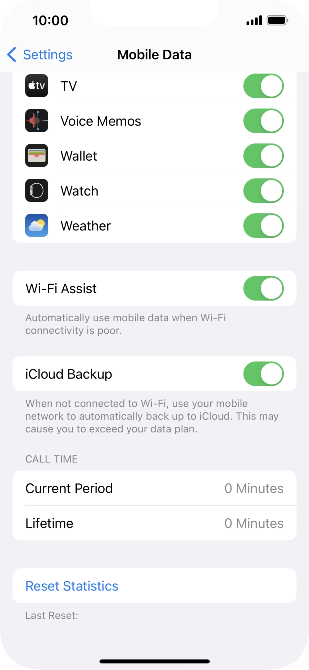 Press the indicator next to 'Wi-Fi Assist' to turn the function on or off.