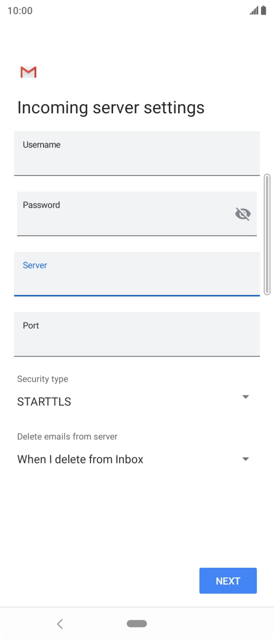 Press the field below 'Port' and key in 110. Press the field below 'Port' and key in 110.