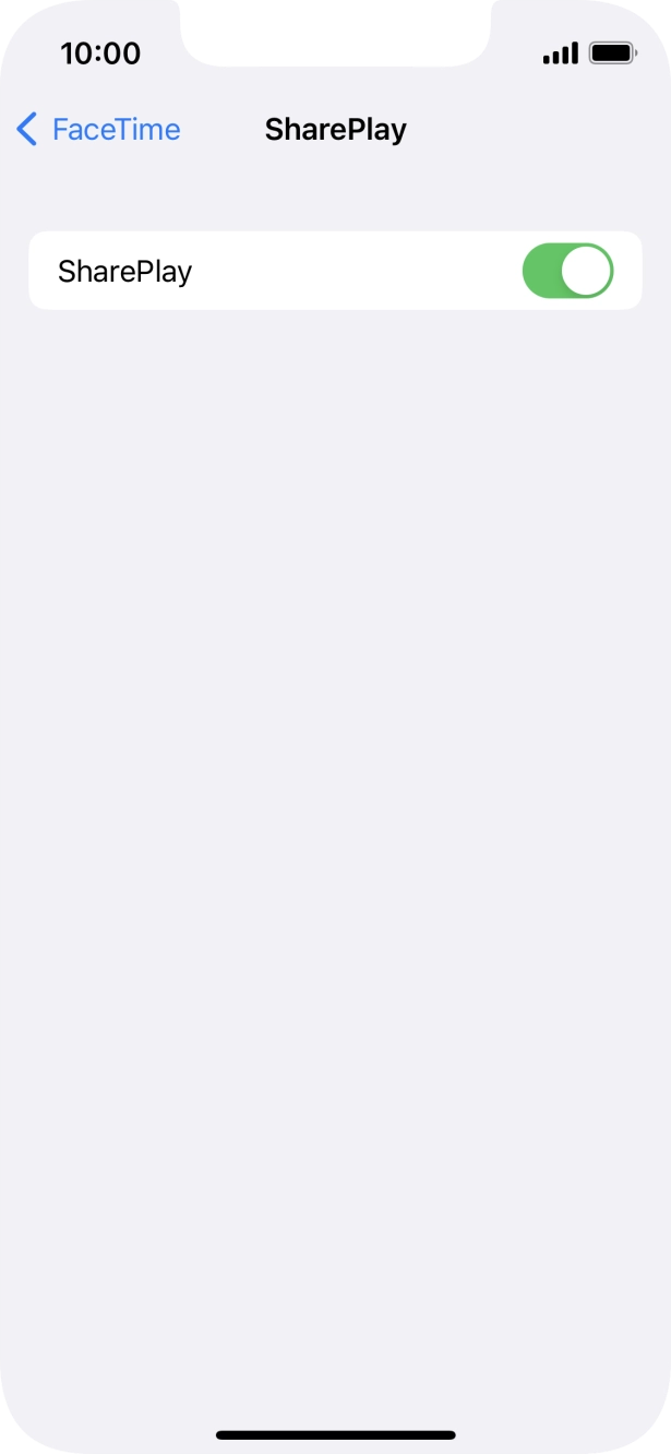 Press the indicator next to 'SharePlay' to turn the function on or off.
