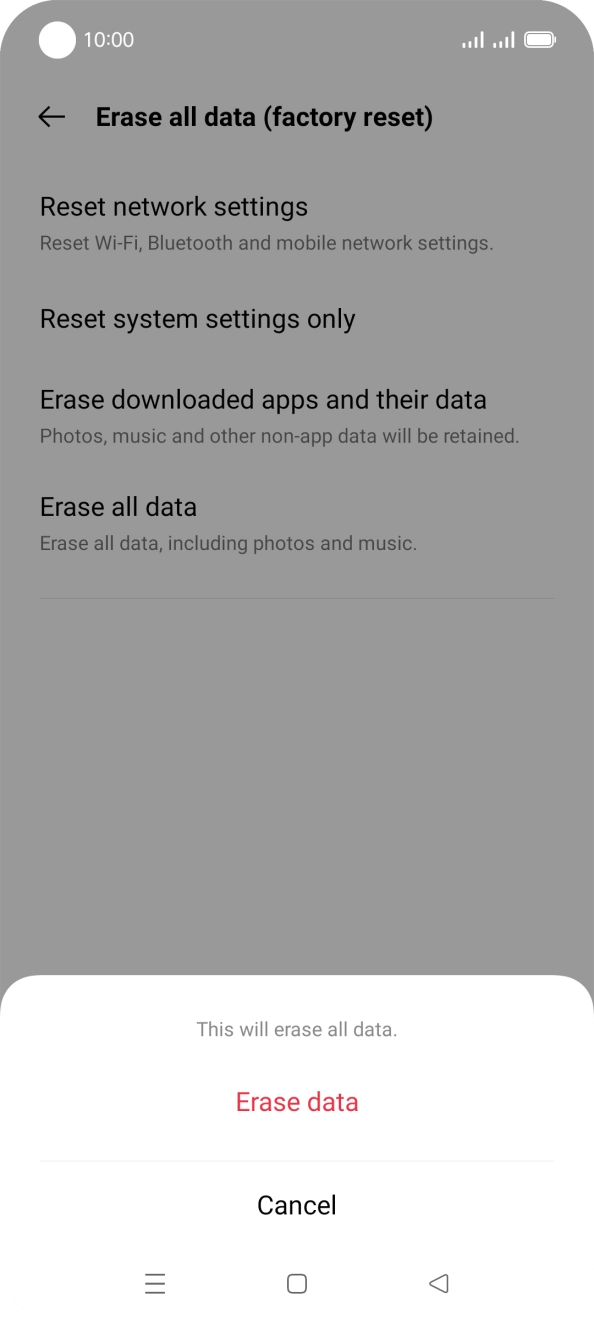 Press Erase data.