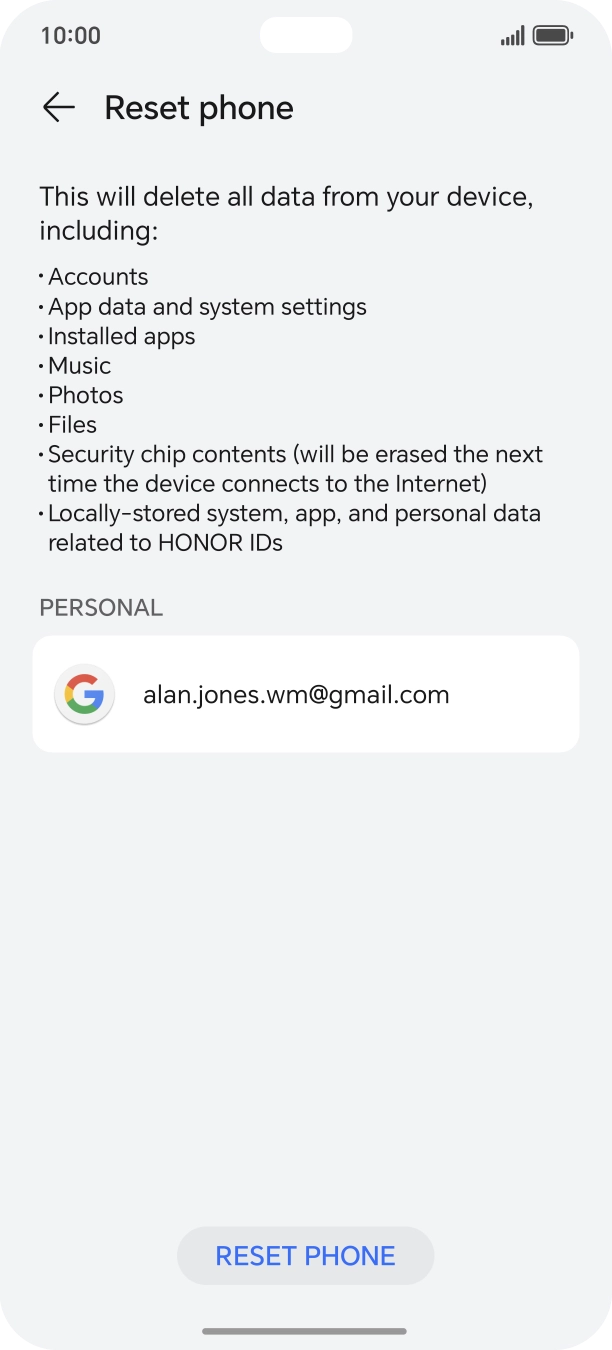 Press RESET PHONE.