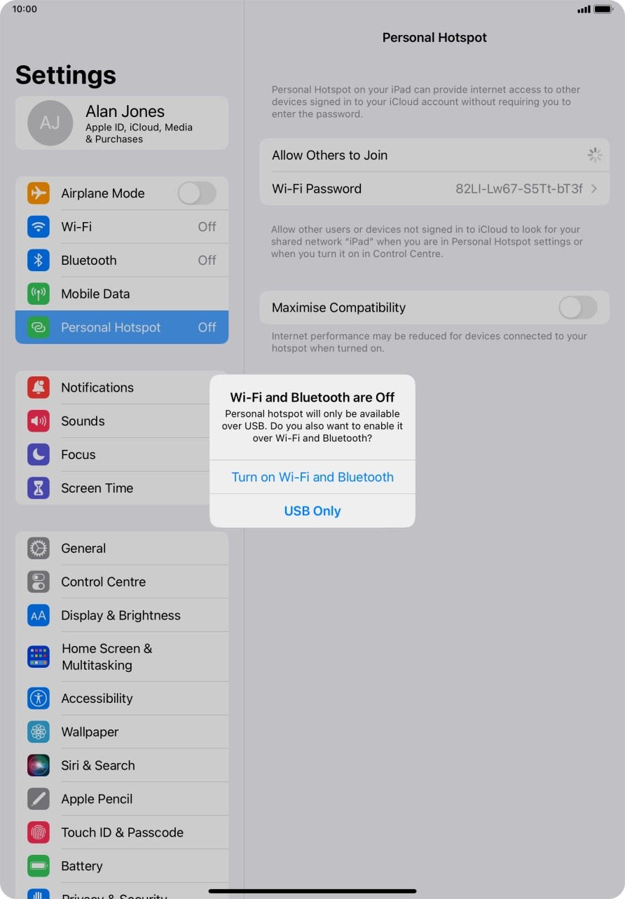 If WiFi is turned off, press Turn on Wi-Fi and Bluetooth. If WiFi is turned off, press Turn on Wi-Fi and Bluetooth.