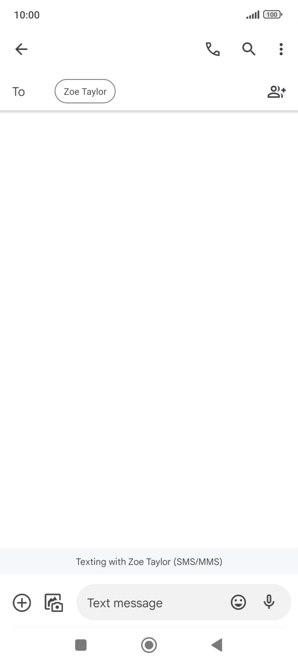 Press the text input field and write the text for your text message.